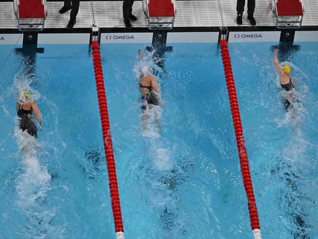 Australia's Mollie O'Callaghan (right) finished fourth in 100m freestyle at the Paris Olympics. Picture: AFP