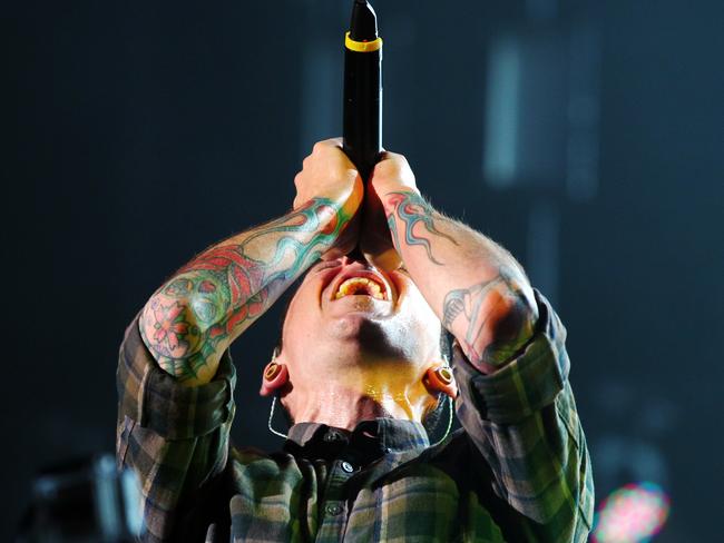 Chester Bennington of Linkin Park on his final Australian tour in 2013.