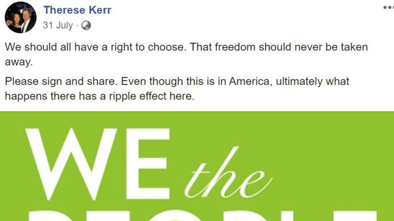 Ms Kerr has recommended Facebook followers sign petitions, including one to the White House about vaccines.