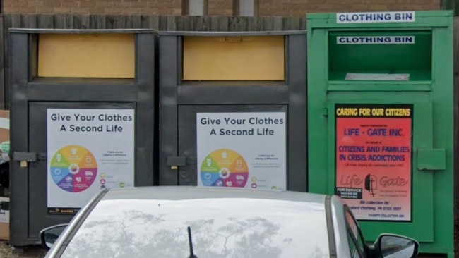 The Life-Gate charity bin at Tower Hill shopping centre, Frankston.