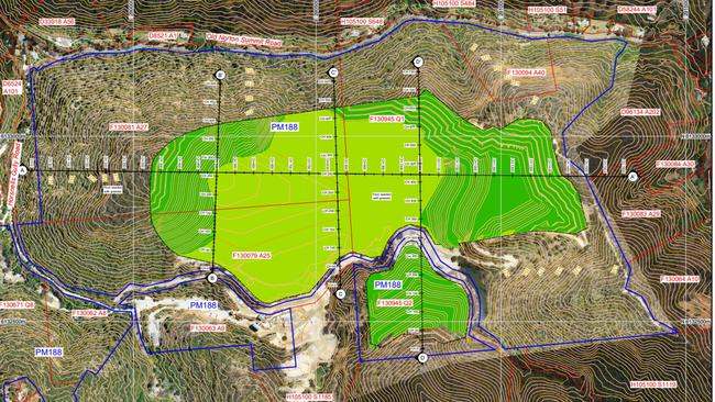 A map showing stage 3a of the proposed expansion at White Rock Quarry at Horsnell Gully. Total disturbance area: 160.7ha. Source: Hanson Australia WRQ Mine Operational Plan.