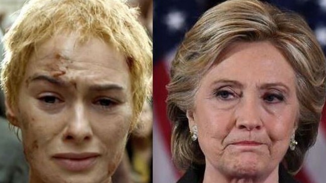 Hillary Clinton compares herself to Cersei Lannister from Game of Thrones in book What Happened. Picture: Supplied