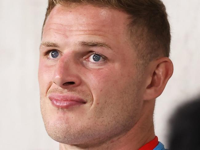 SYDNEY, AUSTRALIA - APRIL 03: George Burgess of the Dragons watches on from the bench during the round four NRL match between the Parramatta Eels and the St George Illawarra Dragons at CommBank Stadium, on April 03, 2022, in Sydney, Australia. (Photo by Mark Kolbe/Getty Images)