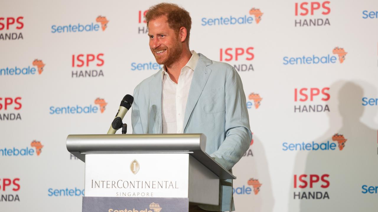 Harry at an event in Singapore on Saturday. Picture: Matt Jelonek/Getty Images for Sentebale