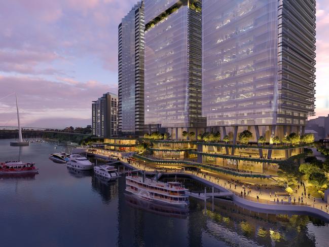 An artist’s impression of the Waterfront Brisbane development at Eagle Street Pier