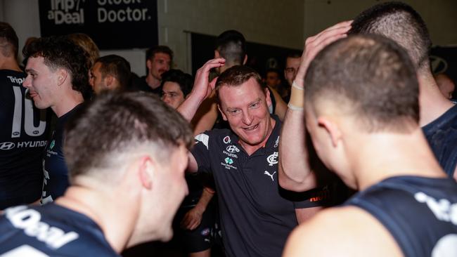 Michael Voss’ men rebounded from a disastrous first quarter to take home the four points. (Photo by Russell Freeman/AFL Photos via Getty Images)