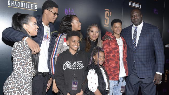 Shaquille O'Neal with his family in 2019. Photo by Michael Tullberg/Getty Images