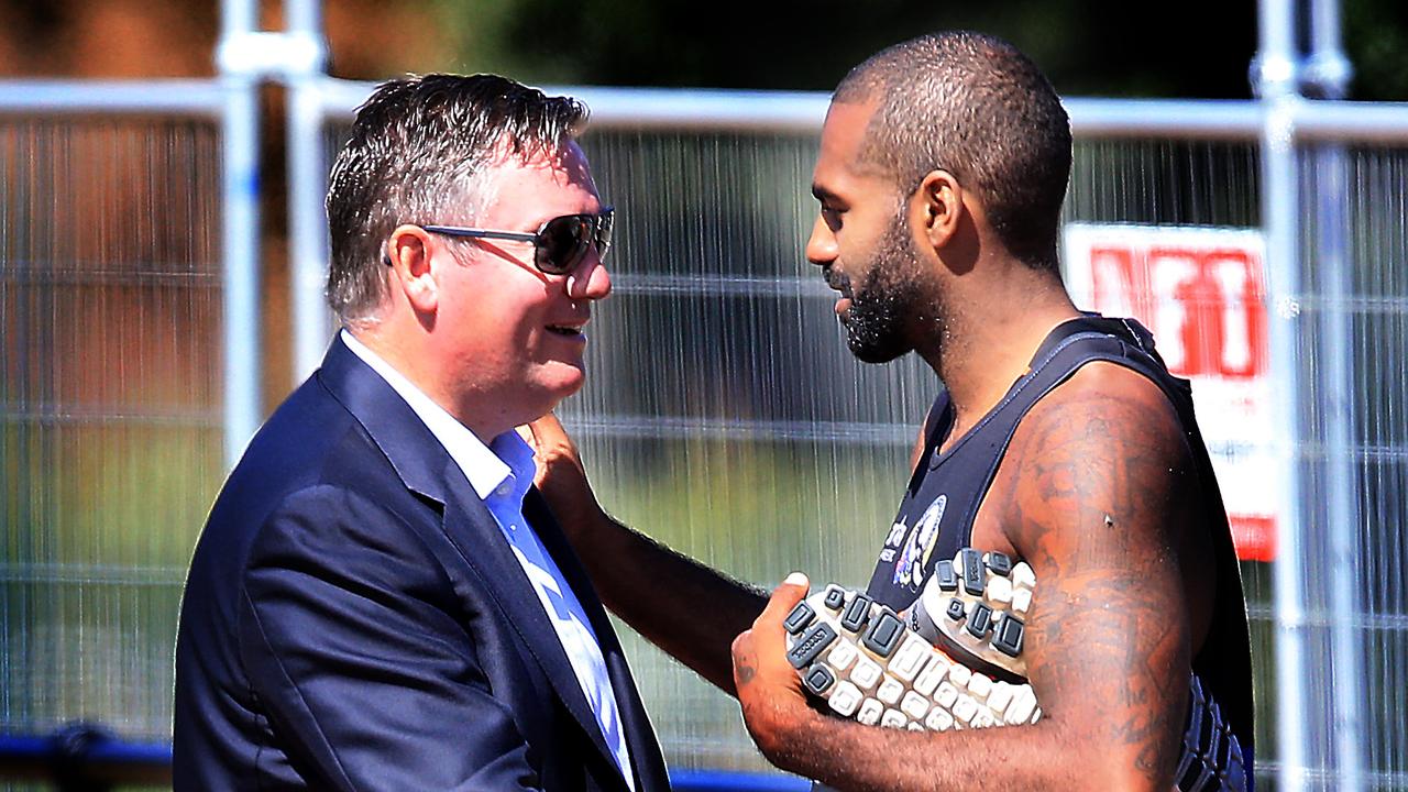 Heritier Lumumba and Eddie McGuire. Photo: Wayne Ludbey.