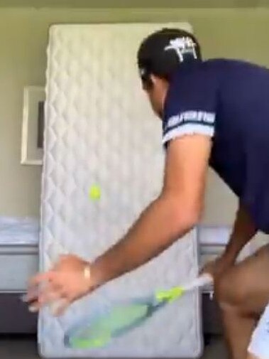 Marcelo Arévalo training in his room. Picture: Supplied