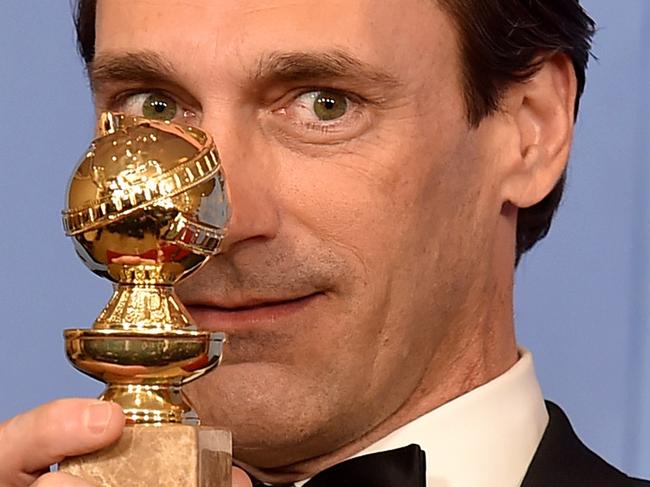 BEVERLY HILLS, CA - JANUARY 10: Actor Jon Hamm, winner of Best Actor in a Television Series - Drama for 'Mad Men,' poses in the press room during the 73rd Annual Golden Globe Awards held at the Beverly Hilton Hotel on January 10, 2016 in Beverly Hills, California. (Photo by Kevin Winter/Getty Images)