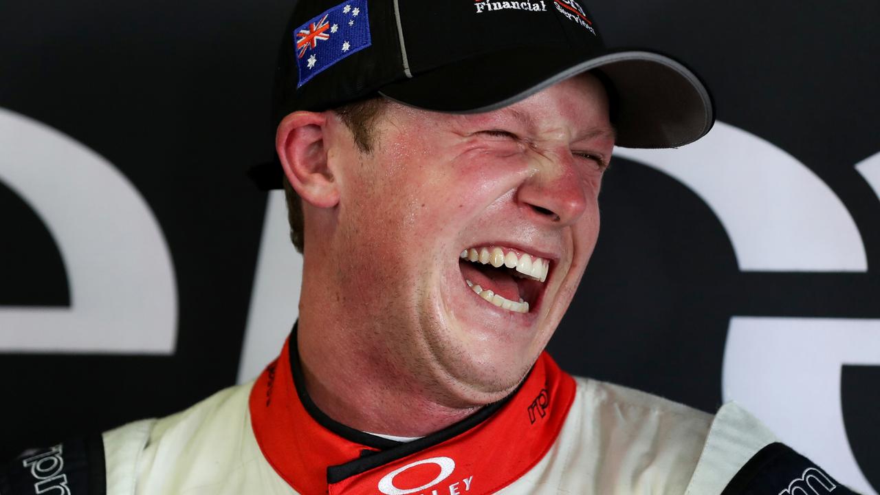 Brown celebrates qualifying fastest at Mount Panorama. Picture: Getty Images