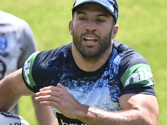 NSW Origin training on the Central Coast this weekend. James Tedesco during training today. Pic Grant Trouville