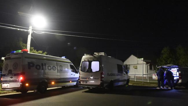 Police were called to Cabramatta on Saturday night after reports of a shooting. Mr Tran was shot dead. Picture: Gordon McComiskie