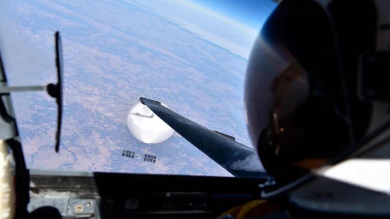 A pilot’s ‘selfie’ of the Chinese spy balloon, taken from the cockpit of a U-2 spy plane. Picture: Supplied