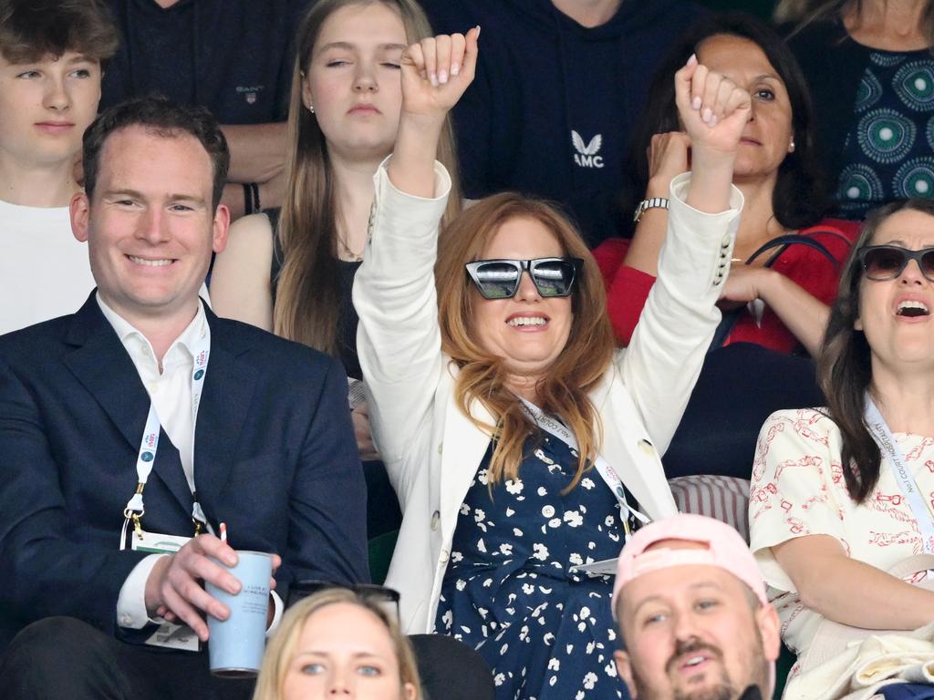 Isla Fisher attends day eight of the Wimbledon Tennis Championship. (Photo by Karwai Tang/WireImage)