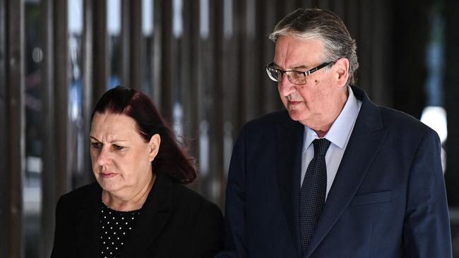 Lucy Letby’s parents Susan and John Letby outside court. Picture: Paul Ellis / AFP