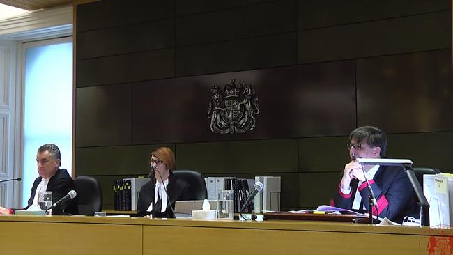 Court of Appeal President Chris Maxwell, Supreme Court Chief Justice Anne Ferguson and Justice Mark Weinberg, as they hear the conviction appeal. Picture: Supreme Court of Victoria