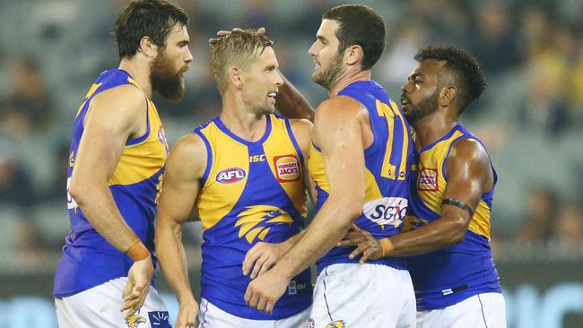 West Coast forwards Josh Kennedy, Mark LeCras, Jack Darling and Willie Rioli.