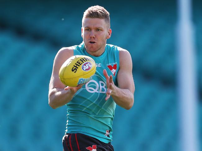 Dan Hannebery during Sydney Swans training ahead of Collingwood match. Picture. Phil Hillyard