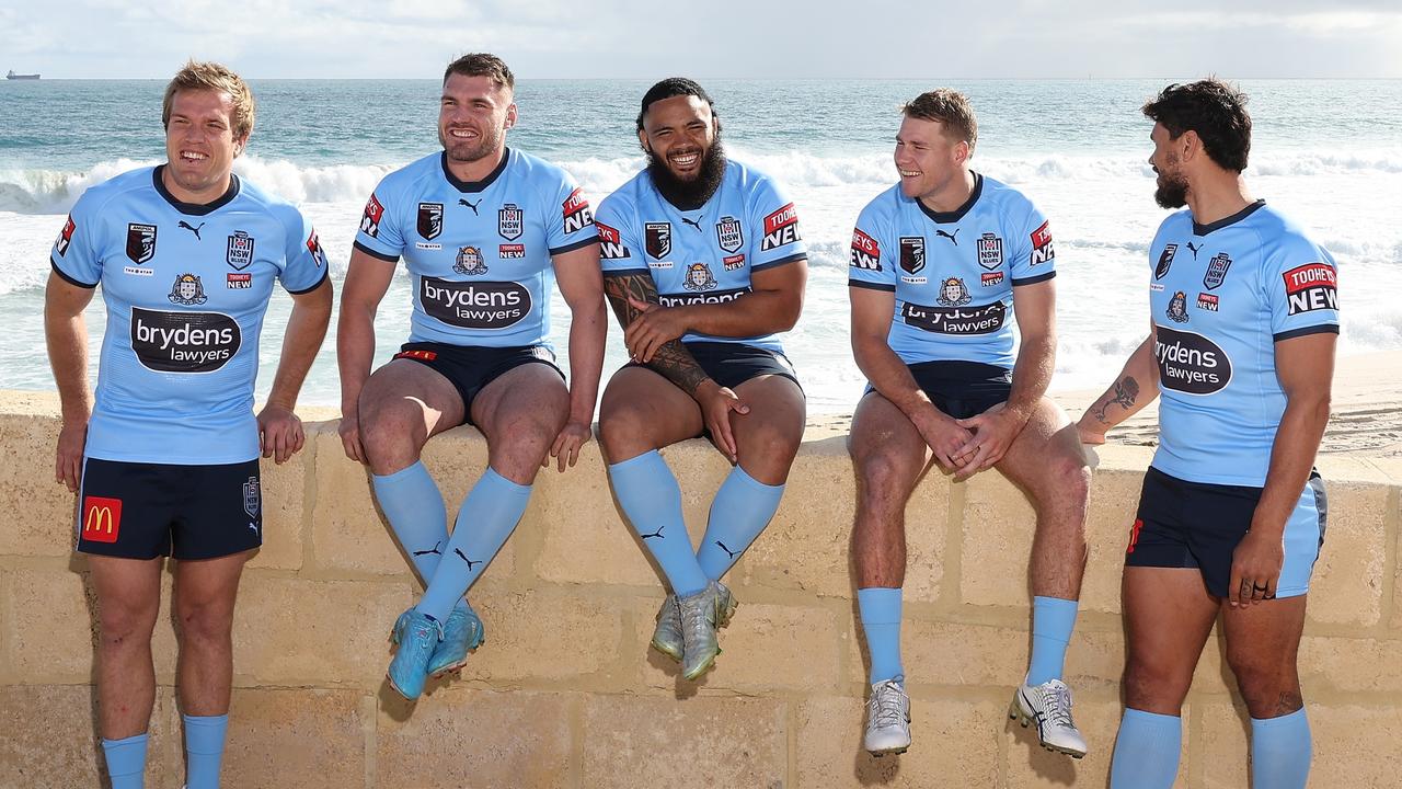 Jake Trbojevic, left, with Angus Crichton, Siosifa Talakai, Matt Burton and Jordan McLean. Picture: Paul Kane/Getty Images