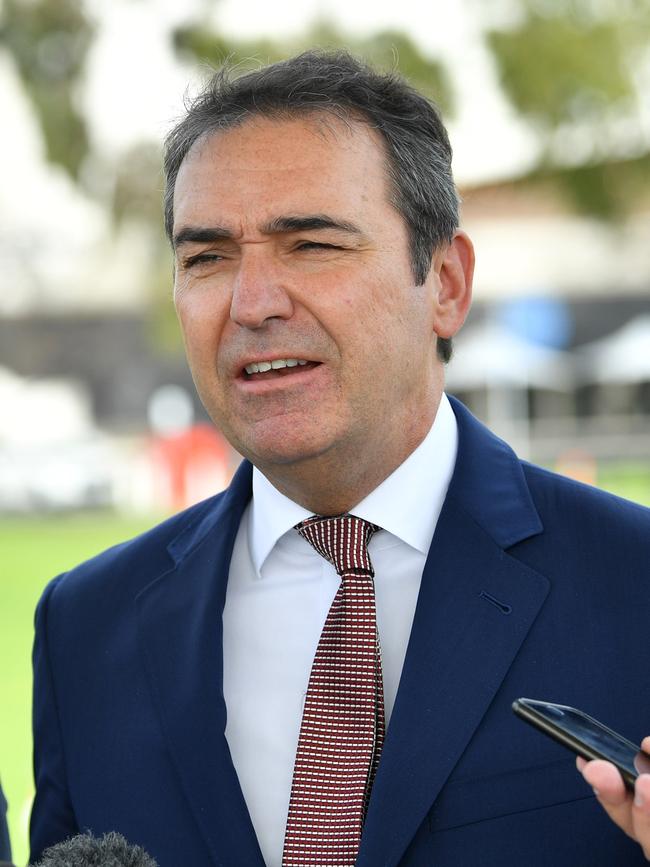 South Australian Premier Steven Marshall says SA is unquestionably the centre of naval shipbuilding in Australia.. Picture: AAP Image/David Mariuz