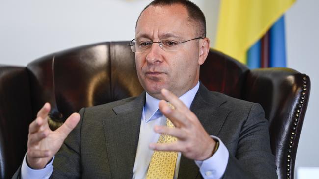 Ukrainian Ambassador to Australia Vasyl Myroshnychenko. Picture: NewsWire / Martin Ollman