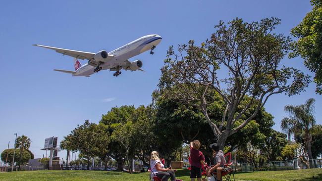 A China Airlines plane landing at Los Angeles International Airport. Picture: AFP.