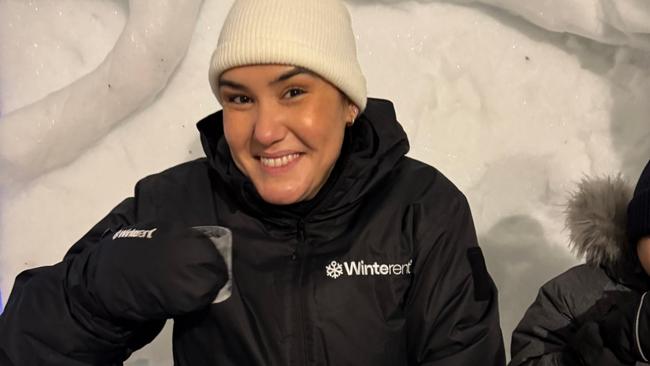 Marion Grasby at an ice restaurant in Finland.