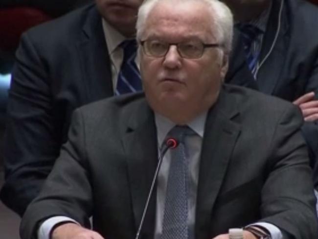 Russia’s ambassador Vitaly Churkin was not impressed with Ms Power’s speech.