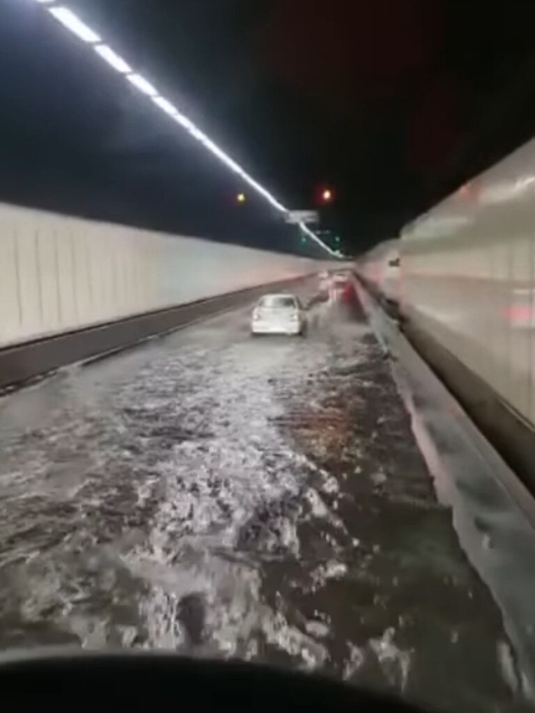 The M5 tunnel in Sydney was flooded.