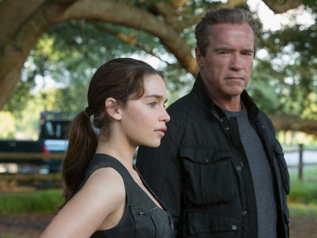 Hit movie ... Emilia Clarke stars alongside Arnold Schwarzenegger in Terminator: Genisys. Picture: Paramount Pictures and Skydance Productions