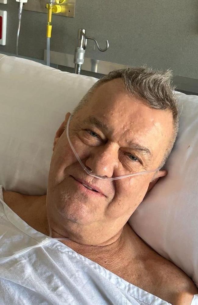 Jimmy Barnes pictured in his hospital bed after hip surgery. Picture: Instagram