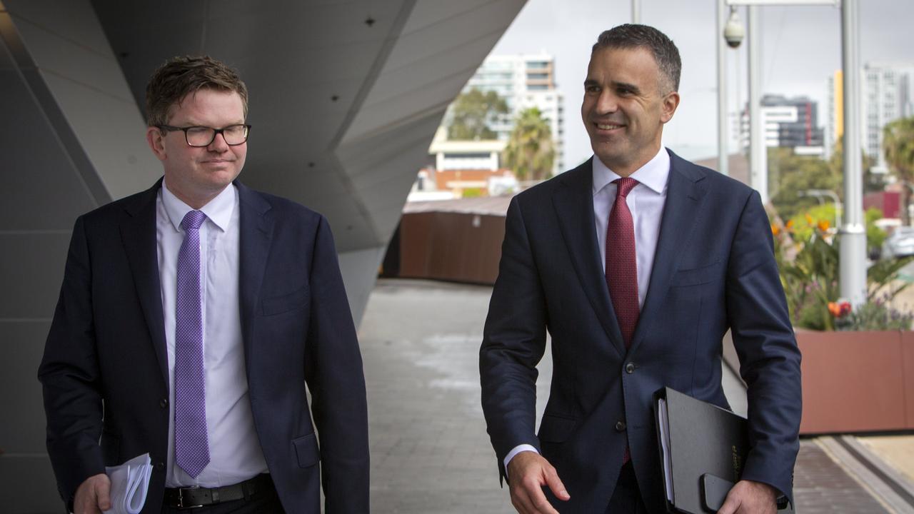 Health Minister Chris Picton with Premier Peter Malinaukas arriving to announce a different new site for the new WCH. Picture: NCA NewsWire / Emma Brasier