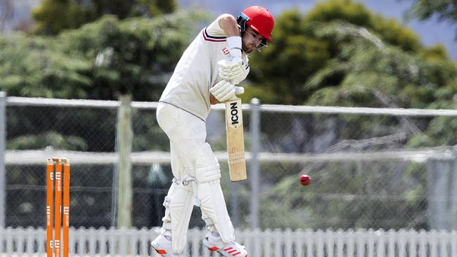 North Hobart’s Caleb Jewell bats during the game against Clarence at the TCA Oval. Picture: CHRIS KIDD