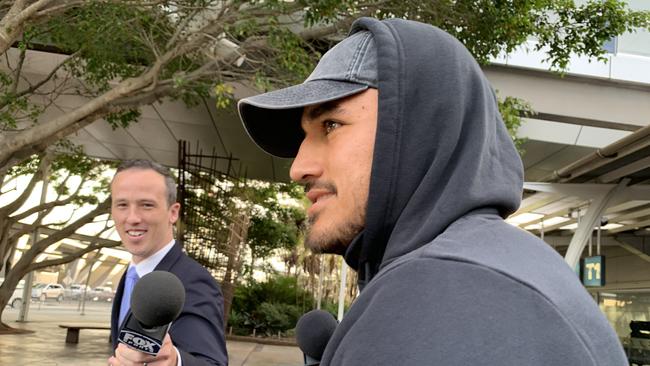 Valentine Holmes arrives home in Sydney. Picture: Fatima Kdouh