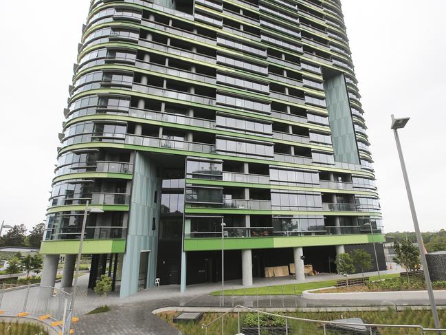 The Opal Tower in Olympic Park on day 10 as investigations continue. Picture: Dylan Robinson