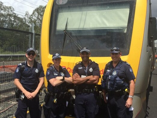 Members of the Police Railway Squad train for security work on the Moreton Bay Rail Link.