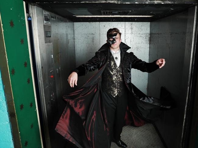 Joshua Robson wearing Gabriela Tylesova’s new costume design for the Phantom. Picture: John Feder