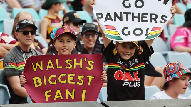 Young Penrith and Brisbane fans watched on in excitement. Picture: NCA NewsWire / David Swift