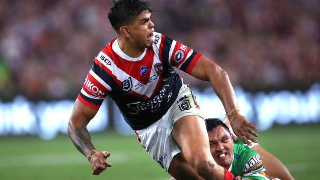 Latrell Mitchell threw the pass to set up the matchwinning try in the NRL grand final. Picture: Phil Hillyard