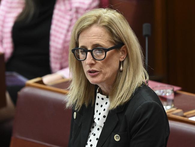 Finance Minister Katy Gallagher has been pressed on her knowledge of Brittany Higgins’ complaint for the second week in a row. Picture: NCA NewsWire / Martin Ollman