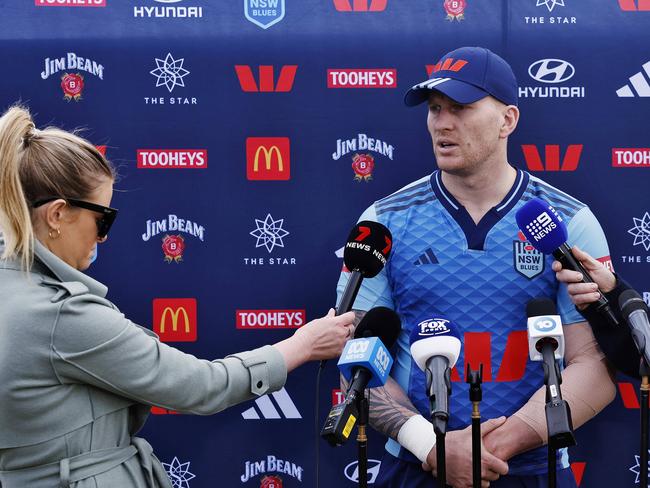Mitch Barnett speaks to the media during Blues camp this week. Picture: Sam Ruttyn
