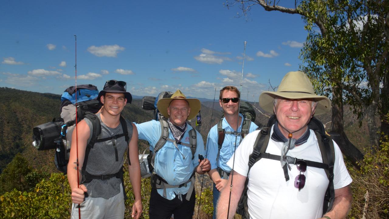 Angus Gibson, Rory Gibson, Matt Kirkegaard and Matthew Fort at the 'jump off' point at Blencoe Falls for the Herbert River Gorge walk in 2017 Photo: John Andersen