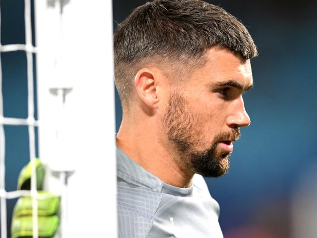 GOLD COAST, AUSTRALIA - SEPTEMBER 05: Mathew Ryan of Australia warms up before the round three 2026 FIFA World Cup AFC Asian Qualifier match between Australia Socceroos and Bahrain at Robina Stadium on September 05, 2024 in Gold Coast, Australia. (Photo by Matt Roberts/Getty Images)