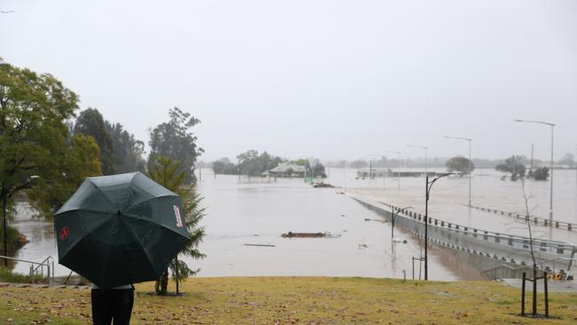 The Windsor bridge under floodwater for the fourth time in 18 months. Picture: John Grainger