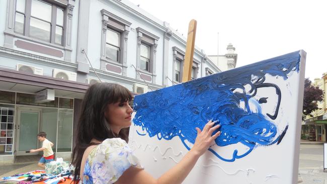 Eleonora Pulcini starting on a new piece inspired by lavender fields. Picture: Alison Foletta