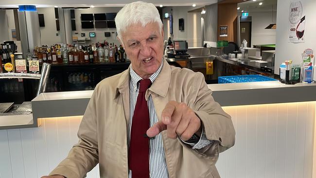 Federal MP Bob Katter criticises the pubs that considering closing during Australia Day celebrations while speaking in Townsville. Picture: Chris Burns