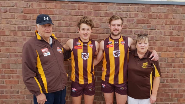 Harlee Chandler (middle, left) will be one to watch in the GFFL. Picture: Western Eyre Football League