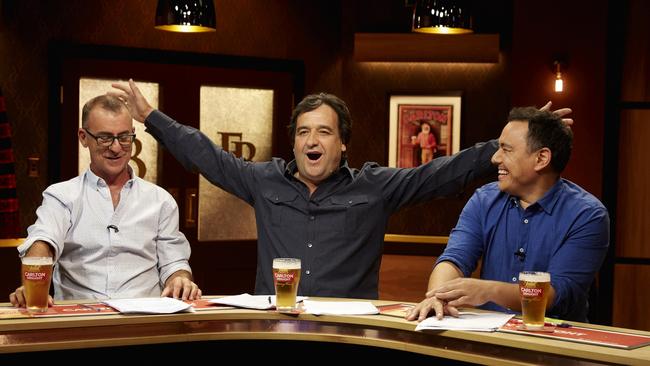 Maher, Molloy and Pang on The Front Bar. Picture: Channel 7