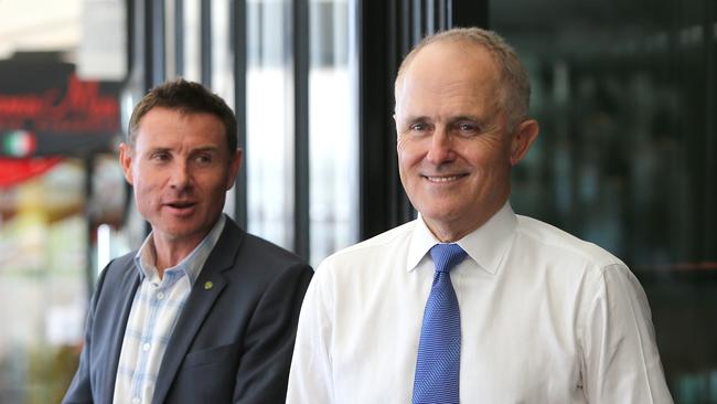 MP Andrew Laming with Malcolm Turnbull. Picture: Jono Searle